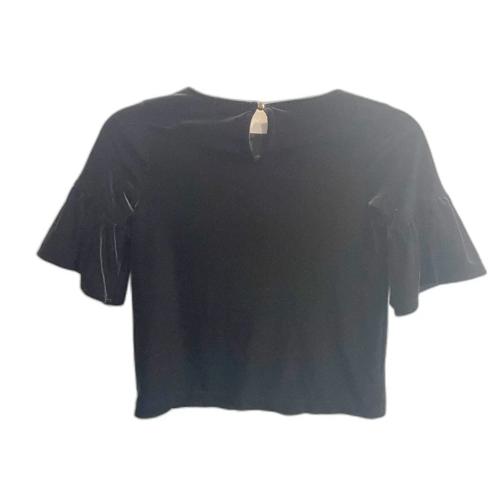 CrewCuts Black Velvet Bell Sleeve Top Girls Size 8 Semi Formal Holiday Preppy
